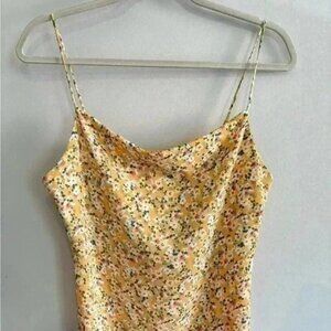 Le Lis Floral Yellow Cowl Neck Dress